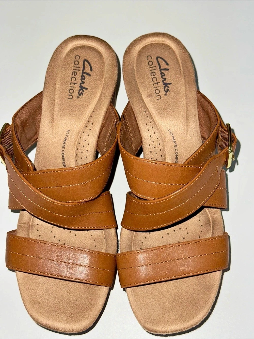 Clarks Collection Brown Cork Wedge Sandals